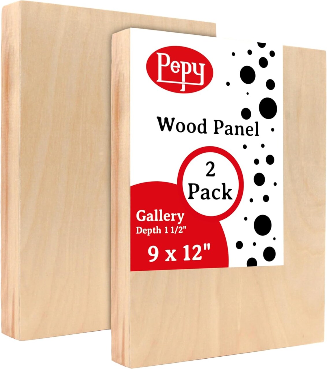 9" x 12" Birch Wood Panels; Gallery Depth 1-1/2" Deep Cradle Artist Panel (Pack of 2)